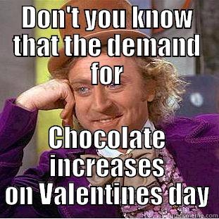 DON'T YOU KNOW THAT THE DEMAND FOR CHOCOLATE INCREASES ON VALENTINES DAY Creepy Wonka