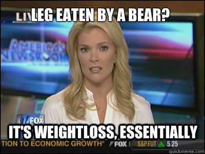 Leg eaten by a bear? It's weightloss, Essentially  Megyn Kelly