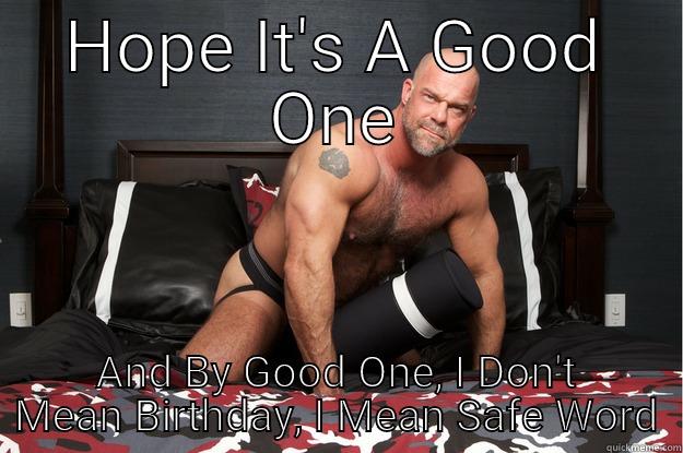 HOPE IT'S A GOOD ONE AND BY GOOD ONE, I DON'T MEAN BIRTHDAY, I MEAN SAFE WORD Gorilla Man