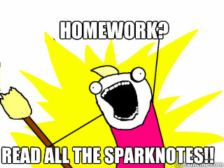 Homework? Read all the sparknotes!!  All The Things