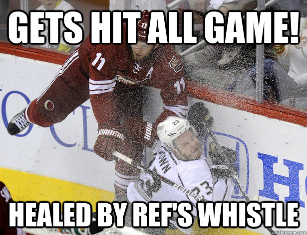 gets hit all game! Healed by ref's whistle - gets hit all game! Healed by ref's whistle  Misc