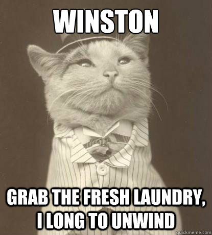 Winston Grab the fresh laundry, i long to unwind  Aristocat