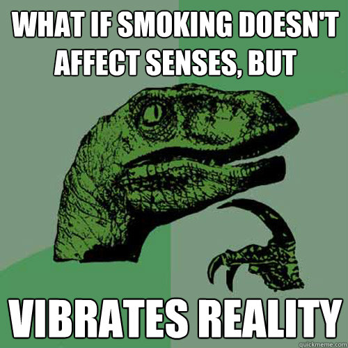 what if smoking doesn't affect senses, but vibrates reality  Philosoraptor