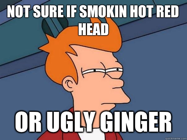 not sure if smokin hot red head Or ugly Ginger   Futurama Fry