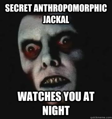 Secret anthropomorphic Jackal Watches you at night - Secret anthropomorphic Jackal Watches you at night  Sexist Pazuzu