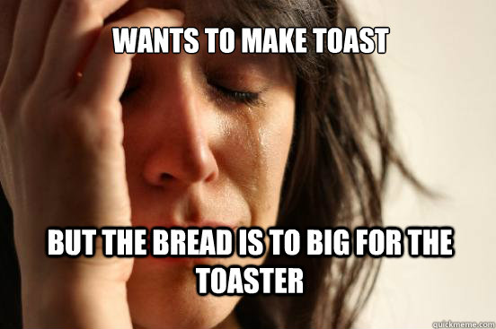 Wants to make toast but the bread is to big for the toaster - Wants to make toast but the bread is to big for the toaster  First World Problems