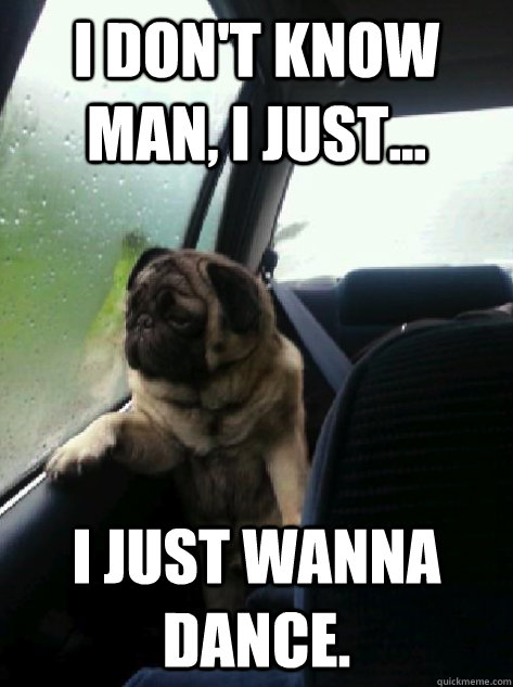 I don't know man, I just... I JUST WANNA DANCE. - I don't know man, I just... I JUST WANNA DANCE.  Introspective Pug