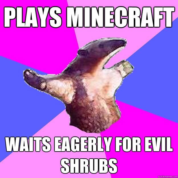 plays minecraft waits eagerly for evil shrubs - plays minecraft waits eagerly for evil shrubs  Property Damage Anteater