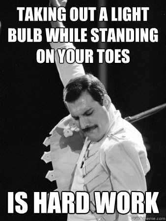 Taking out a light bulb while standing on your toes Is hard work  Freddie Mercury