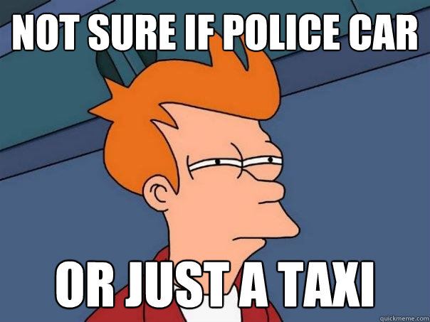 not sure if police car or just a taxi  Futurama Fry