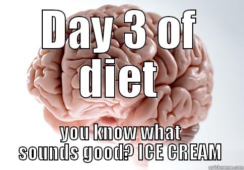 Ice Cream - DAY 3 OF DIET YOU KNOW WHAT SOUNDS GOOD? ICE CREAM Scumbag Brain