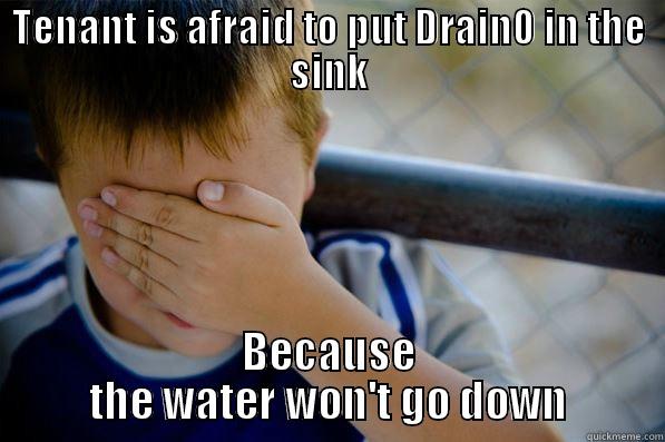 TENANT IS AFRAID TO PUT DRAIN0 IN THE SINK BECAUSE THE WATER WON'T GO DOWN Confession kid