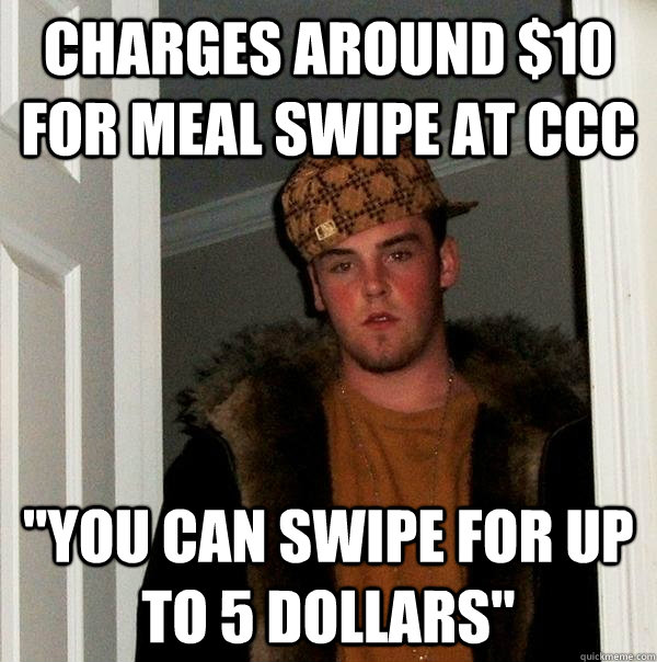 Charges around $10 for meal swipe at CCC 