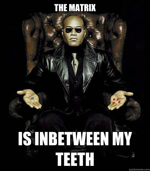 The matrix Is inbetween my teeth  Morpheus