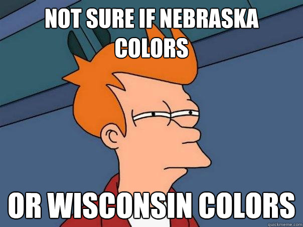 Not sure if Nebraska colors Or Wisconsin colors  Futurama Fry