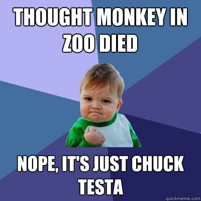 Thought monkey in Zoo died nope, It's just Chuck Testa  Success Kid