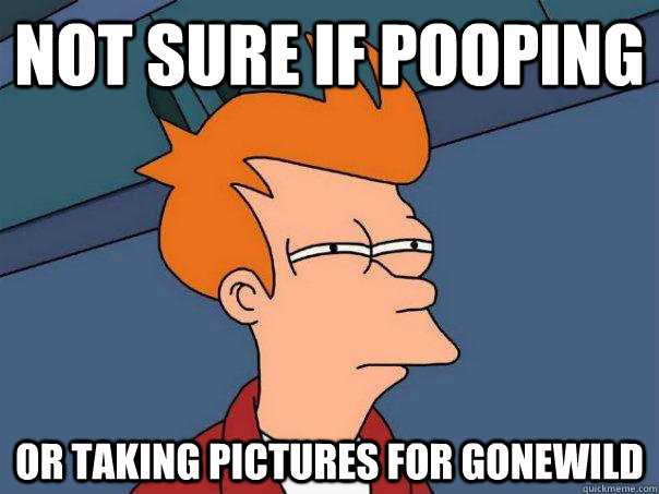 not sure if pooping or taking pictures for gonewild  Futurama Fry