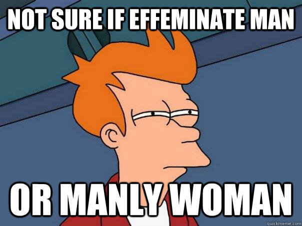 Not sure if effeminate man Or manly woman  Futurama Fry