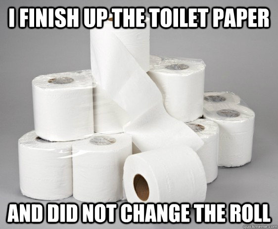 I finish up the toilet paper and did not change the roll - I finish up the toilet paper and did not change the roll  Misc