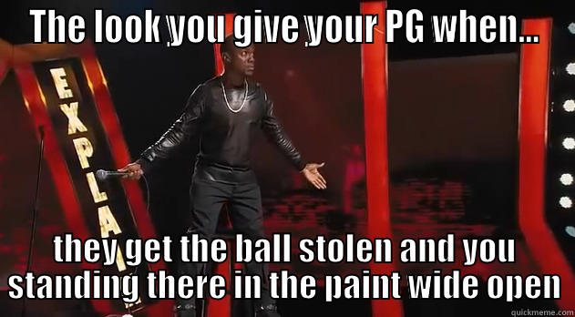 THE LOOK YOU GIVE YOUR PG WHEN... THEY GET THE BALL STOLEN AND YOU STANDING THERE IN THE PAINT WIDE OPEN Misc