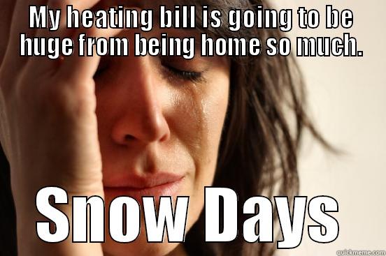 MY HEATING BILL IS GOING TO BE HUGE FROM BEING HOME SO MUCH. SNOW DAYS First World Problems