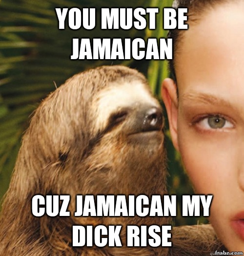 You must be Jamaican Cuz Jamaican my dick rise  rape sloth