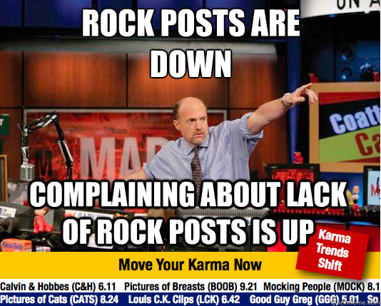 Rock posts are down
 Complaining about lack of rock posts is up  Mad Karma with Jim Cramer