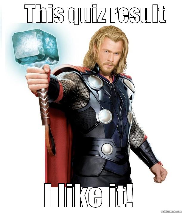       THIS QUIZ RESULT     I LIKE IT! Advice Thor