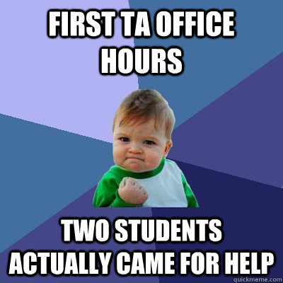 First TA Office Hours Two Students Actually Came for Help - First TA Office Hours Two Students Actually Came for Help  Success Kid