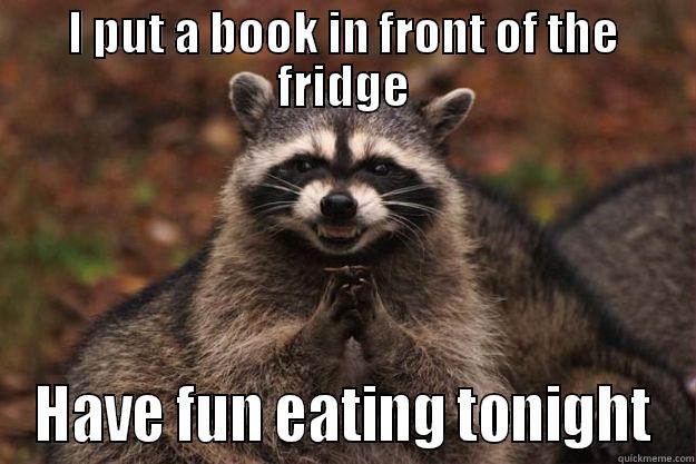 I PUT A BOOK IN FRONT OF THE FRIDGE HAVE FUN EATING TONIGHT Evil Plotting Raccoon