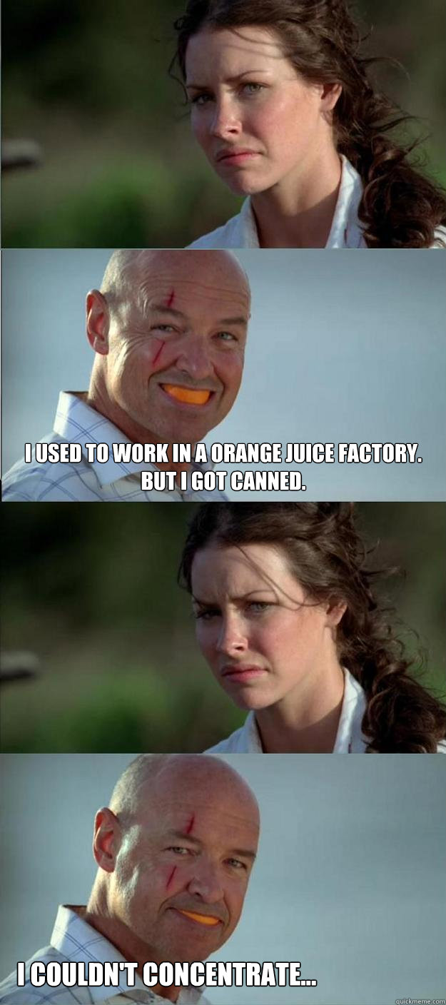 i used to work in a orange juice factory. but i got canned. i couldn't concentrate...  