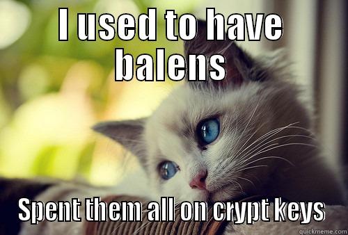 Wartune cat - I USED TO HAVE BALENS SPENT THEM ALL ON CRYPT KEYS First World Problems Cat