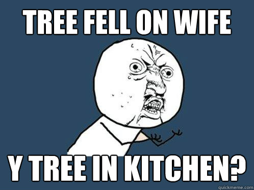 Tree fell on wife Y tree in kitchen? - Tree fell on wife Y tree in kitchen?  Y U No