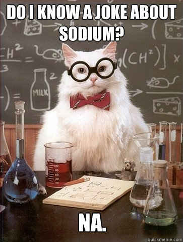 Do I know a joke about sodium? Na.  Chemistry Cat