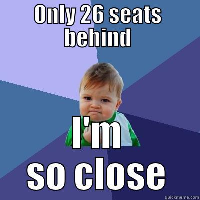 yeah rightttt - ONLY 26 SEATS BEHIND I'M SO CLOSE Success Kid