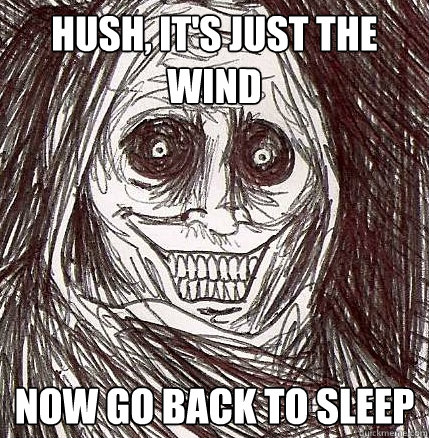 Hush, It's just the wind Now go back to sleep - Hush, It's just the wind Now go back to sleep  Horrifying Houseguest