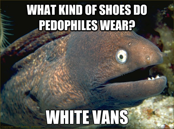 What Kind of shoes do pedophiles wear? White Vans  Bad Joke Eel