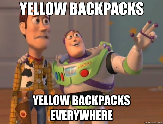 Yellow Backpacks yellow backpacks everywhere  Toy Story