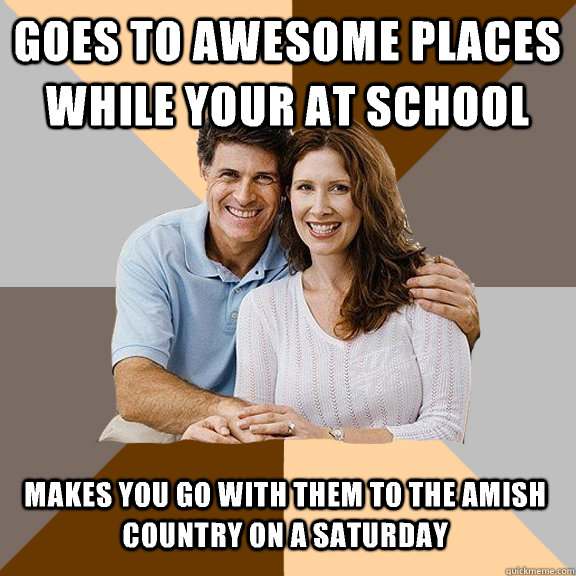 Goes to awesome places while your at school Makes you go with them to the Amish country on a Saturday  Scumbag Parents