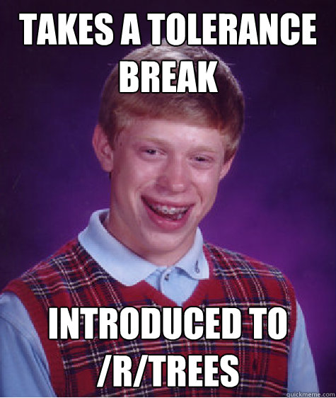 Takes a tolerance break introduced to /r/trees  Bad Luck Brian