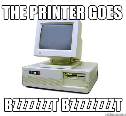 the printer goes
 bzzzzzzt bzzzzzzzt  Your First Computer