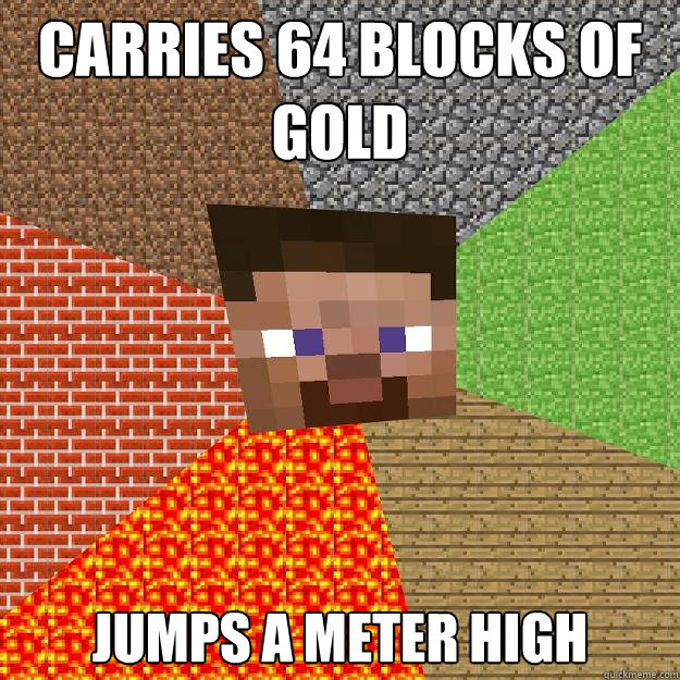 CARRIES 64 BLOCKS OF GOLD JUMPS A METER HIGH  Minecraft