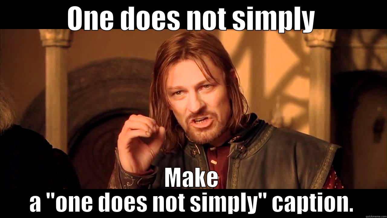 ONE DOES NOT SIMPLY MAKE A 