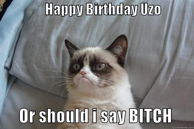 Uzo Birthday -                   HAPPY BIRTHDAY UZO                     OR SHOULD I SAY BITCH       Grumpy Cat