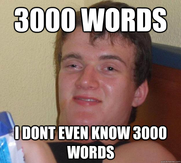 3000 Words i dont even know 3000 words  10 Guy