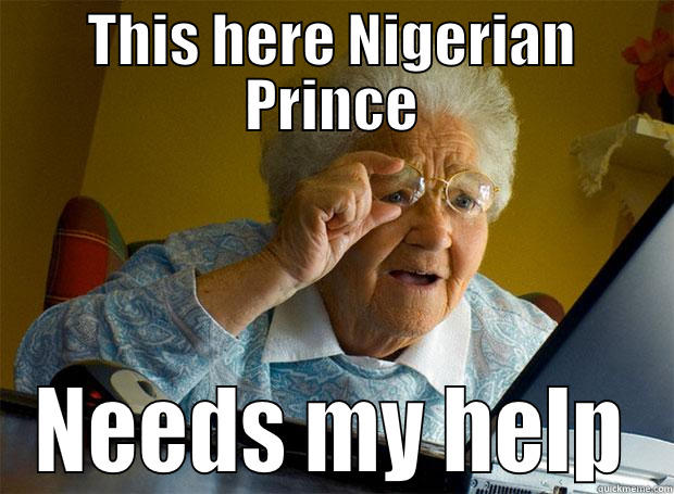 THIS HERE NIGERIAN PRINCE NEEDS MY HELP Grandma finds the Internet