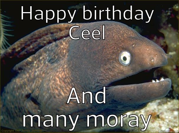 HAPPY BIRTHDAY CEEL AND MANY MORAY Bad Joke Eel