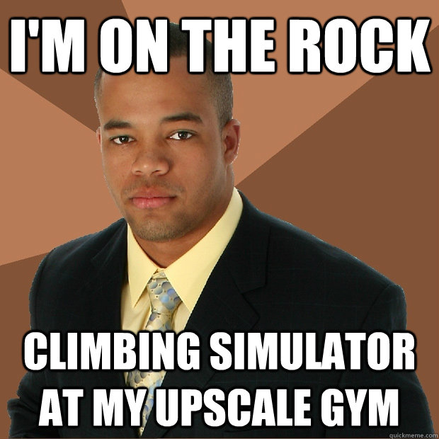 i'm on the rock climbing simulator at my upscale gym  Successful Black Man