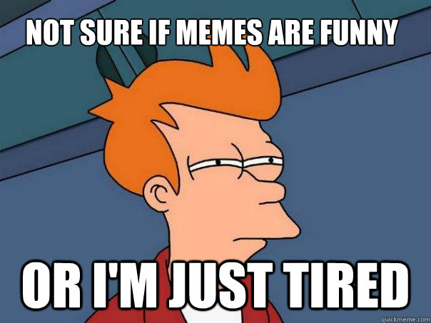 Not sure if memes are funny Or I'm just tired  Futurama Fry