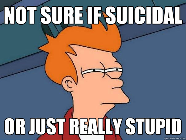 Not sure if suicidal or just really stupid  Futurama Fry